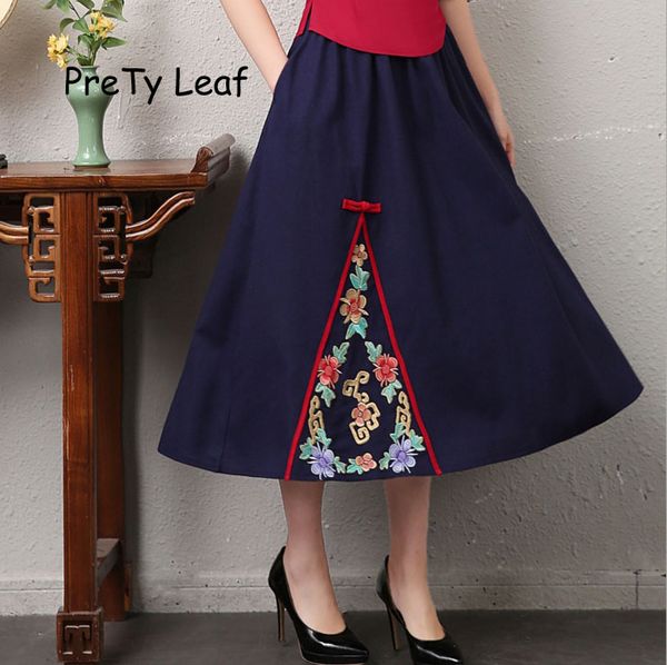 2019 spring ethnic style embroidery cotton and linen embroidered skirt, Black
2019 spring ethnic style embroidery cotton and linen embroidered skirt, Black