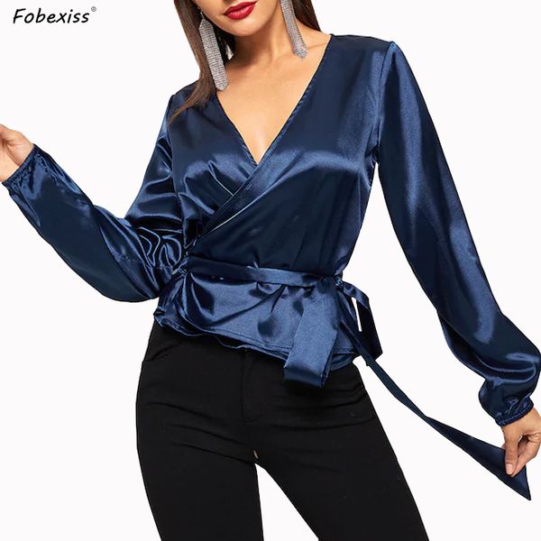 blue satin blouses women long sleeve deep v neck glossy satin shirts women plus size sashes slim waist bodycon, White
blue satin blouses women long sleeve deep v neck glossy satin shirts women plus size sashes slim waist bodycon, White