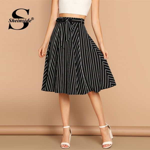 sheinside black and white elegant striped print skirt women casual high waist midi skirts 2019 spring ladies a line belted skirt, Black;gray
sheinside black and white elegant striped print skirt women casual high waist midi skirts 2019 spring ladies a line belted skirt, Black;gray