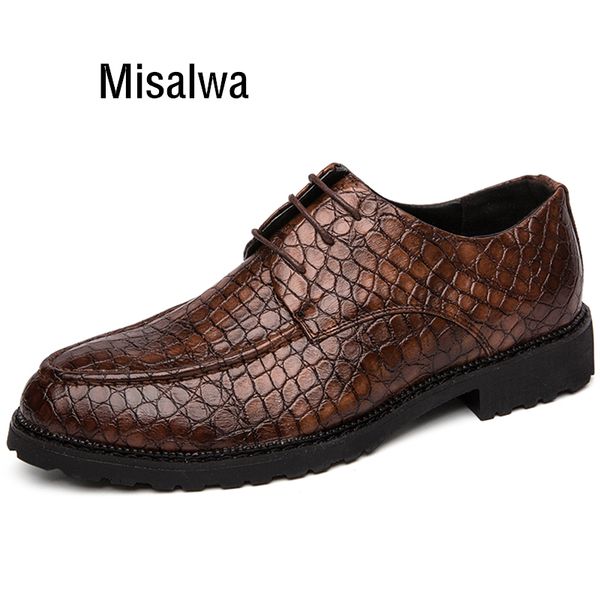 misalwa men wedding shoes italian business brogue shoes lace-up crocodile pattern casual male loafers oxfords, Black
misalwa men wedding shoes italian business brogue shoes lace-up crocodile pattern casual male loafers oxfords, Black