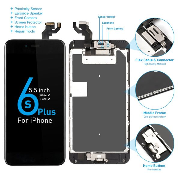 a1634 a1687 a1699 full set display for apple iphone 6s plus lcd touch sensor digitizer assembly 5.5" screen home button +speaker
a1634 a1687 a1699 full set display for apple iphone 6s plus lcd touch sensor digitizer assembly 5.5" screen home button +speaker