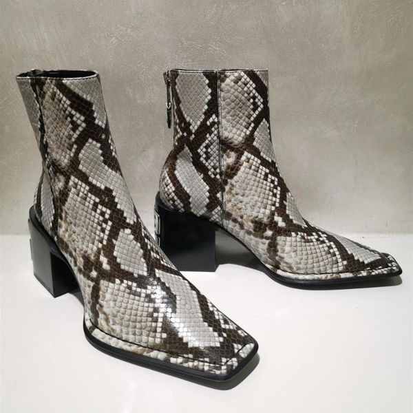 snake skin woman ankle boots luxury design square toe chunky high heels short boots street style party wedding shoes woman, Black
snake skin woman ankle boots luxury design square toe chunky high heels short boots street style party wedding shoes woman, Black