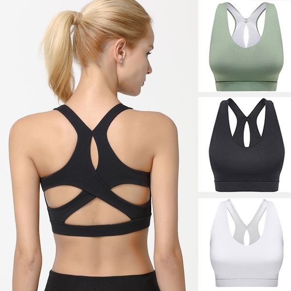 shockprook sports bra high impact women yoga bra padded gym fitness workout tank running sport bh racerback, White;black
shockprook sports bra high impact women yoga bra padded gym fitness workout tank running sport bh racerback, White;black