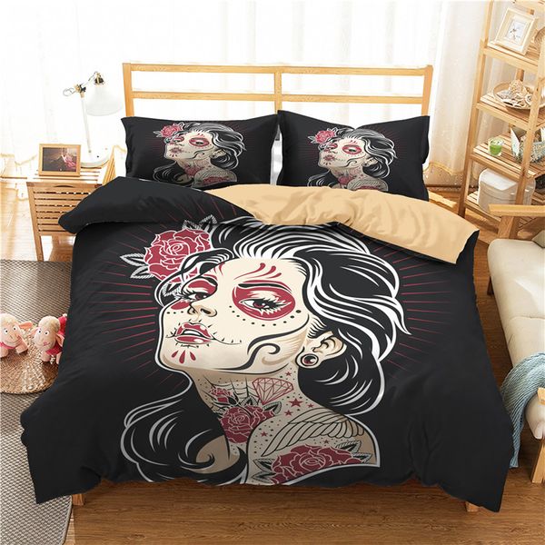 

a bedding set 3d printed duvet cover bed set horror skull home textiles for adults bedclothes with pillowcase #kl47