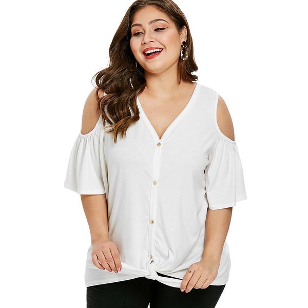 spring t-shirt tee elegant solid slim plus size ruffle cold sleeve tied front women modern lady modis office tshirt tee, White
spring t-shirt tee elegant solid slim plus size ruffle cold sleeve tied front women modern lady modis office tshirt tee, White