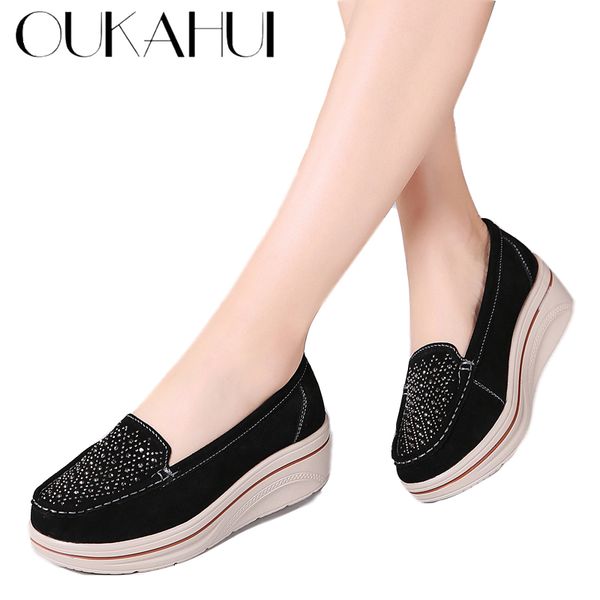 oukahui 2020 spring fashion genuine leather women sneakers flat platform shoes with crystal heightening 5cm casual shoes loafers, Black
oukahui 2020 spring fashion genuine leather women sneakers flat platform shoes with crystal heightening 5cm casual shoes loafers, Black