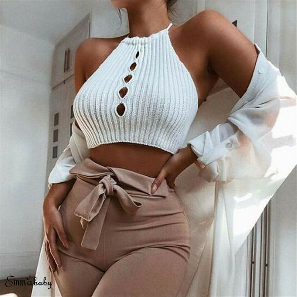 women's bandage hollow out crop halter neck solid skinny casual beach holiday hole slim fit camis tank vest sun-top, White
women's bandage hollow out crop halter neck solid skinny casual beach holiday hole slim fit camis tank vest sun-top, White