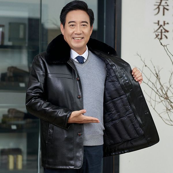 winter man elegant faux leather jackets thicken puffer liner detachable fur collar soft pu leather coat black brown outerwear
winter man elegant faux leather jackets thicken puffer liner detachable fur collar soft pu leather coat black brown outerwear