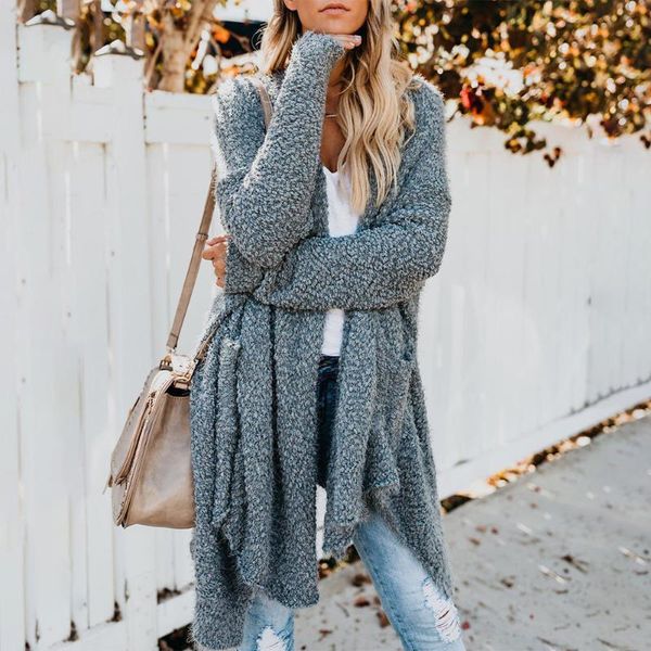 autumn winter solid soft knit irregular hem fuzzy casual pocket polyester loose open front women cardigan long sleeve crew neck, White
autumn winter solid soft knit irregular hem fuzzy casual pocket polyester loose open front women cardigan long sleeve crew neck, White
