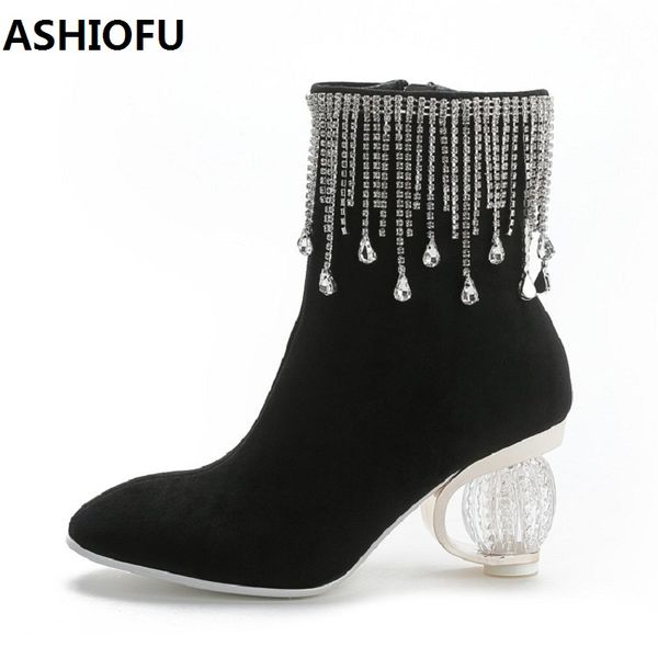 ashiofu classic womens high heel boots jewelry wedding party ankle boots winter club dress evening short shoes, Black
ashiofu classic womens high heel boots jewelry wedding party ankle boots winter club dress evening short shoes, Black