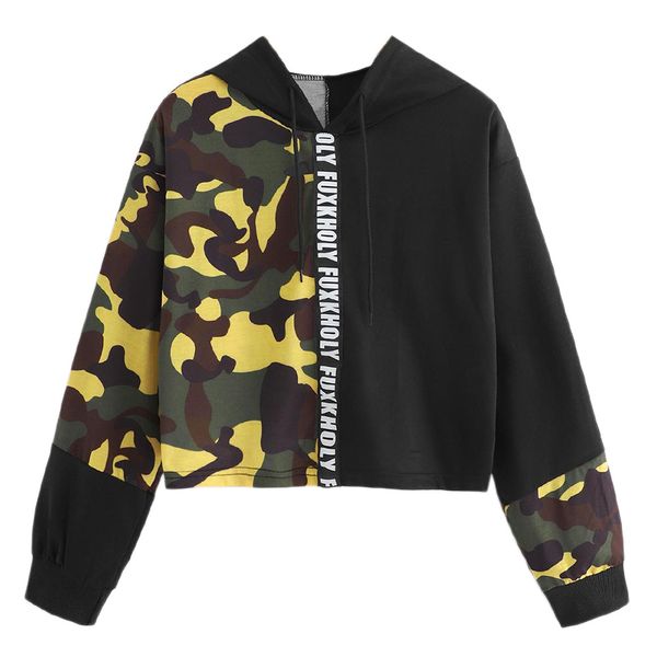 womens sweatshirt autumn spring leeter long sleeve camouflage print patchwork streetwearhooded round neck sweatshirt blouse, Black
womens sweatshirt autumn spring leeter long sleeve camouflage print patchwork streetwearhooded round neck sweatshirt blouse, Black