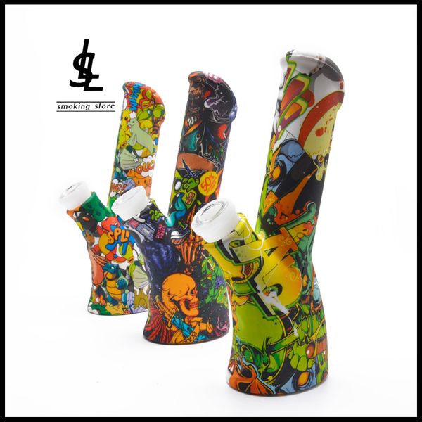 8,6 «» Печать Силикон воды Бонг для курения силиконом трубы вниз Стволовые стеклянная чаша Dish Съемный Bottom Кальяны Ресайклер Glass Bong 
8,6 «» Печать Силикон воды Бонг для курения силиконом трубы вниз Стволовые стеклянная чаша Dish Съемный Bottom Кальяны Ресайклер Glass Bong