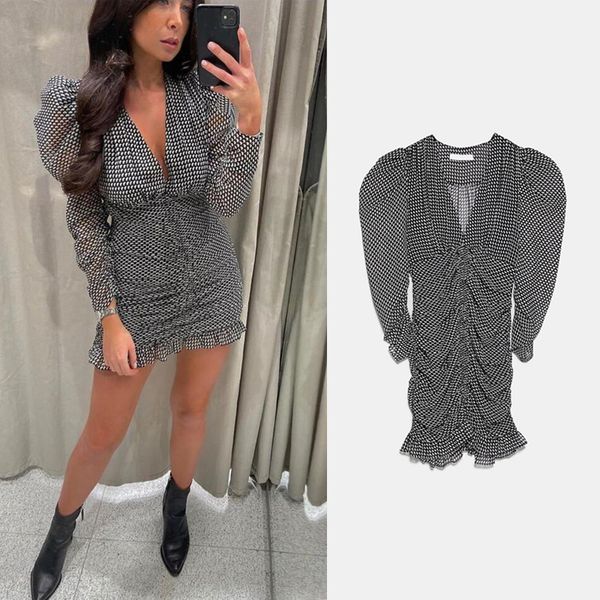 dress print plaid women lotus leaf v neck 2020 new fashion casual long sleeve slim short dot streetwear party club clothes, Black;gray
dress print plaid women lotus leaf v neck 2020 new fashion casual long sleeve slim short dot streetwear party club clothes, Black;gray