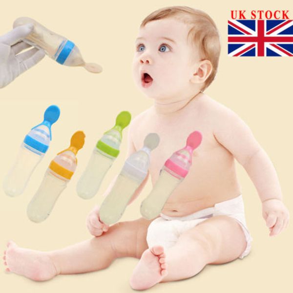 

Emmababy 90ML Lovely Safety Infant Baby Silicone Feeding With Spoon Feeder Food Rice Cereal Bottle For Best Gift