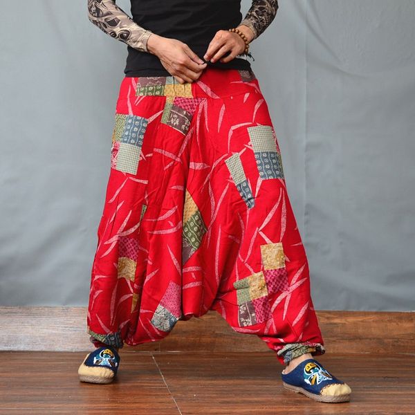 men's harem pants ethnic print big crotch breathable cotton linen male trousers retro loose lantern long pants 2020 plus size, Black
men's harem pants ethnic print big crotch breathable cotton linen male trousers retro loose lantern long pants 2020 plus size, Black