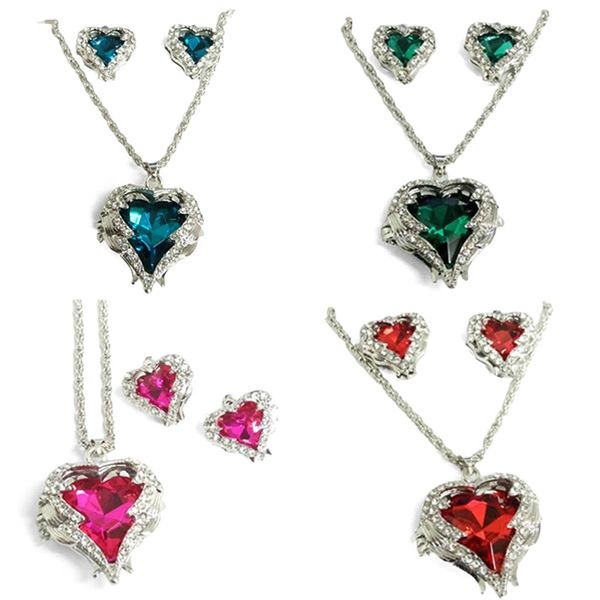 heart shape crystal jewelry sets for women red cubic zirconia necklaces& linked earrings geometric design wedding jewelry set, Silver
heart shape crystal jewelry sets for women red cubic zirconia necklaces& linked earrings geometric design wedding jewelry set, Silver