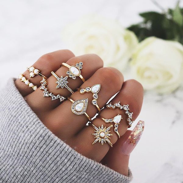 10pcs boho star opal crown finger ring set vintage charm alloy knuckle joint rings lot women lady jewelry 2019 new fashion, Golden;silver
10pcs boho star opal crown finger ring set vintage charm alloy knuckle joint rings lot women lady jewelry 2019 new fashion, Golden;silver