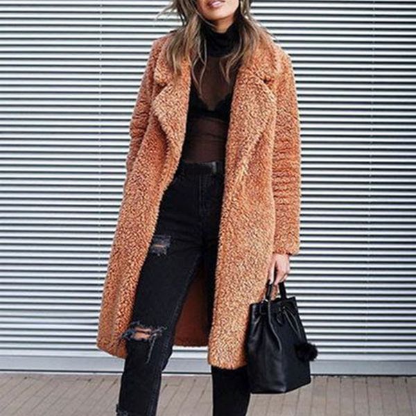 women autumn winter lapel coat female long sleeve open front jacket coat long outerwear casual faux fur warm cashmere overcoat, Black
women autumn winter lapel coat female long sleeve open front jacket coat long outerwear casual faux fur warm cashmere overcoat, Black