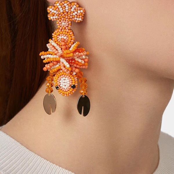 european and american new fashion handmade rice beads earrings bohemian casual holiday style cool lobster earrings, Golden
european and american new fashion handmade rice beads earrings bohemian casual holiday style cool lobster earrings, Golden