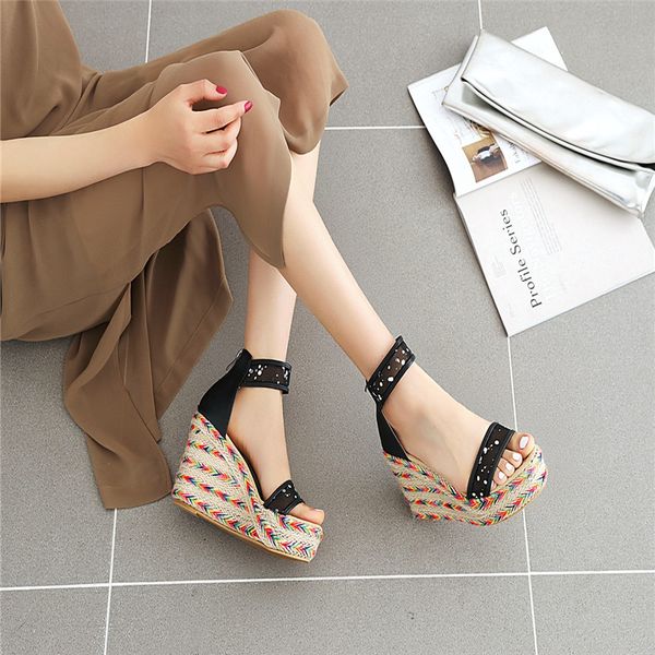 straw woven platform sandals 2020 new summer wedge heel open toe high heels waterproof platform sandals women, Black
straw woven platform sandals 2020 new summer wedge heel open toe high heels waterproof platform sandals women, Black