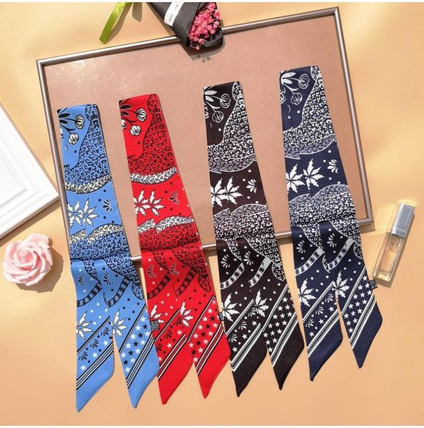 new design skinny scarf leopard head print fashion women silk scarf small handle bag ribbons female head scarves&wraps b82, Blue;gray
new design skinny scarf leopard head print fashion women silk scarf small handle bag ribbons female head scarves&wraps b82, Blue;gray