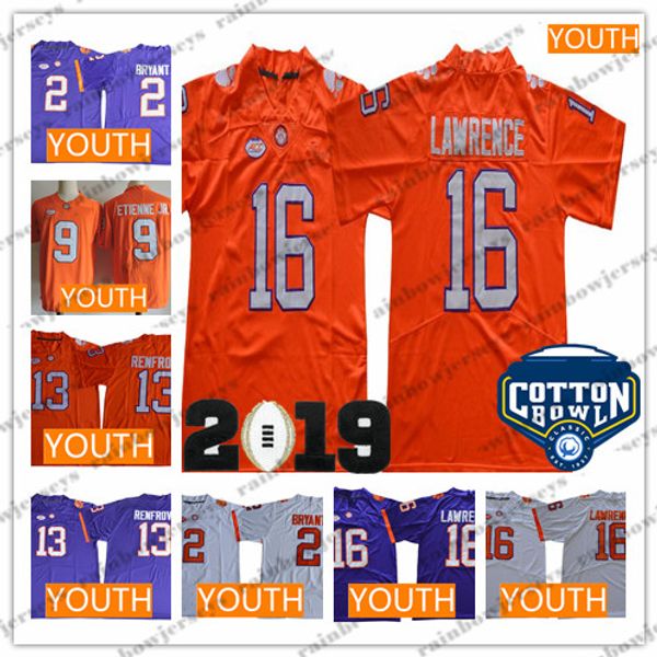 Ncaa youth clem on tiger 16 trevor lawrence 9 travi etienne jr 13 hunter renfrow 2 kelly bryant 2019 champion cotton bowl kid jer ey
Ncaa youth clem on tiger 16 trevor lawrence 9 travi etienne jr 13 hunter renfrow 2 kelly bryant 2019 champion cotton bowl kid jer ey