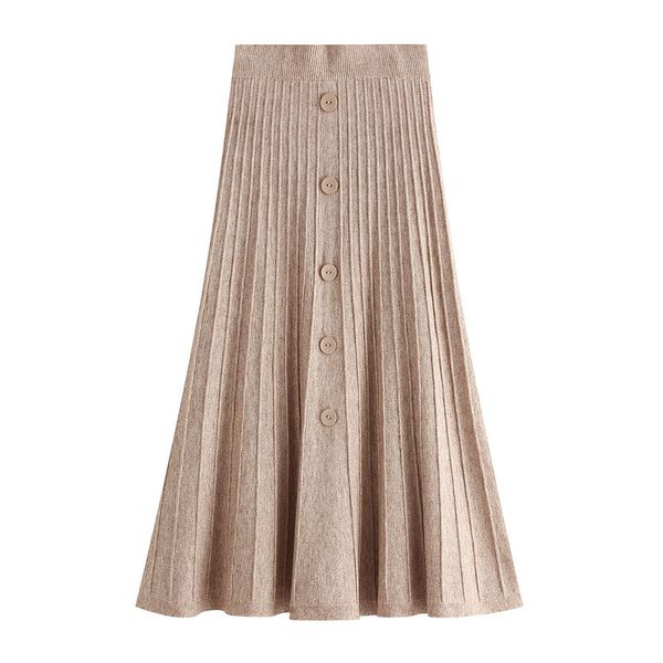 autumn korean single-breasted buttons cotton blend a-line long knitted skirts elastic waist rib knit pleated maxi long skirts, Black
autumn korean single-breasted buttons cotton blend a-line long knitted skirts elastic waist rib knit pleated maxi long skirts, Black