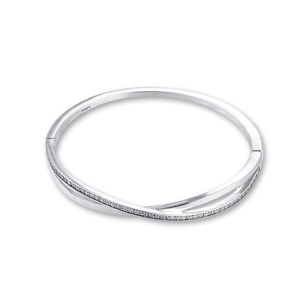 100% 925 sterling silver jewelry entwined bangle ing, Black