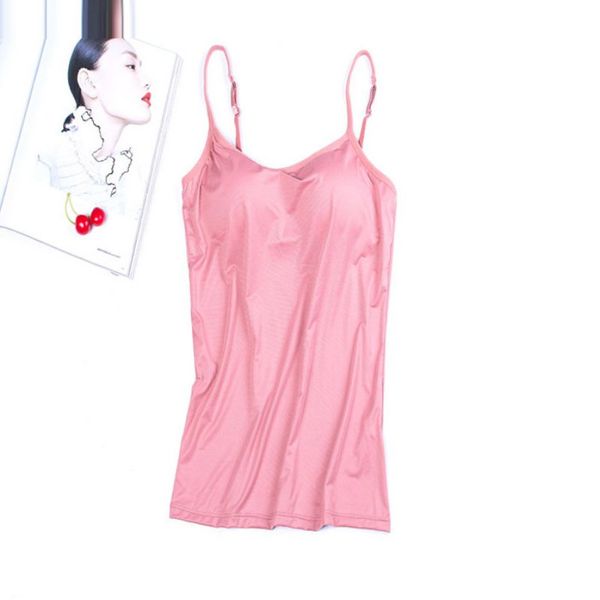 women milk silk no steel ring with chest pad camisole comfortable breathable solid color v-neck strap slim camisoles, White
women milk silk no steel ring with chest pad camisole comfortable breathable solid color v-neck strap slim camisoles, White