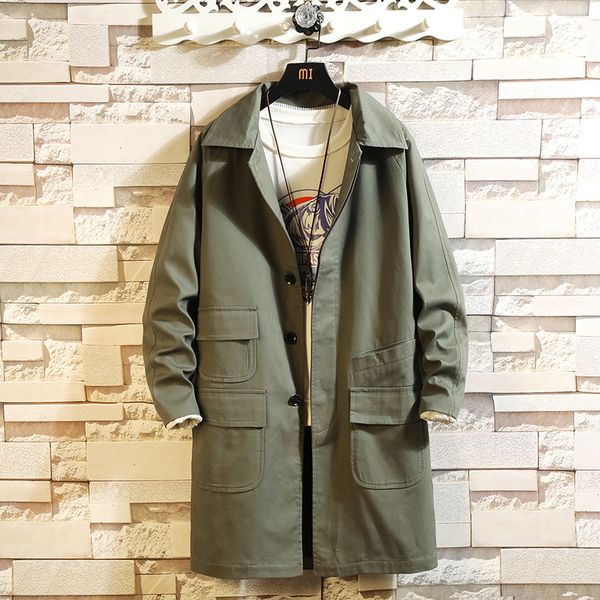 2020 new fashion youth windbreaker men's autumn new japanese fashion jacket buckle casual medium long section outwear, Tan;black
2020 new fashion youth windbreaker men's autumn new japanese fashion jacket buckle casual medium long section outwear, Tan;black