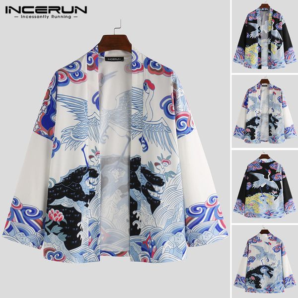 men's casual shirts incerun men printed shirt ethnic style long sleeve open stitch kimono vintage streetwear clothes loose cardigan 5xl, White;black
men's casual shirts incerun men printed shirt ethnic style long sleeve open stitch kimono vintage streetwear clothes loose cardigan 5xl, White;black