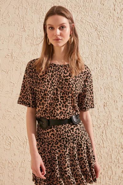 trendyol leopard pattern knitted blouse twoss20bz0680, White