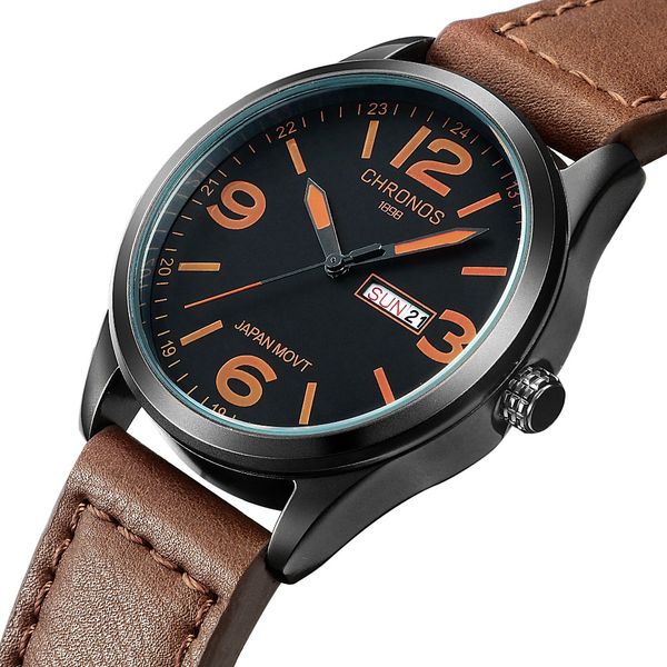 2019 chronos fashion leisure business watch men japan movement brand luxury calendar sport quartz waterproof mens watches, Slivery;brown
2019 chronos fashion leisure business watch men japan movement brand luxury calendar sport quartz waterproof mens watches, Slivery;brown
