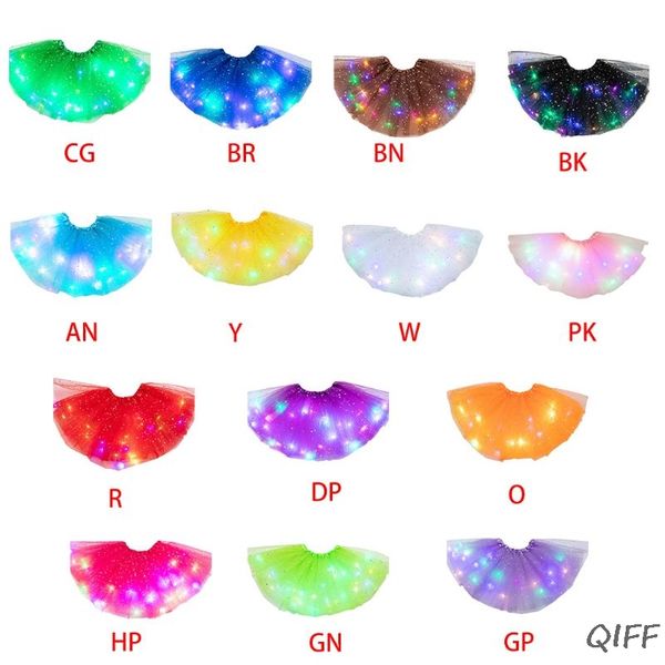 kids girls led light up glitter star sequins ballet dance tulle tutu skirt 3-12t 
kids girls led light up glitter star sequins ballet dance tulle tutu skirt 3-12t