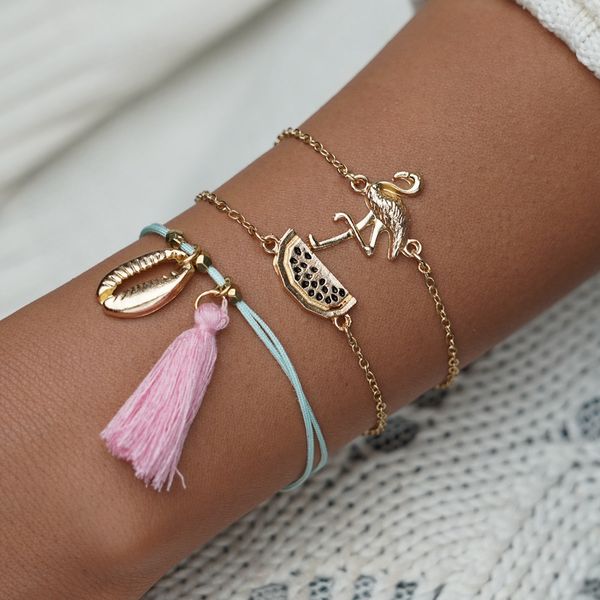 3 pcs/set bohemian bird tassel charm bracelets set for women multilayer shell watermelon chain rope bracelet jewelry bb77, Golden;silver
3 pcs/set bohemian bird tassel charm bracelets set for women multilayer shell watermelon chain rope bracelet jewelry bb77, Golden;silver