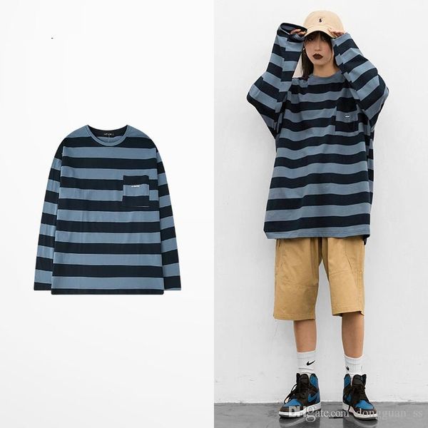 t-shirt long sleeve striped lovers t shirt men hip hop t shirts, White;black
