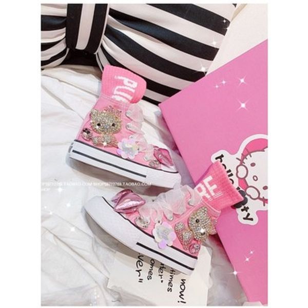 2019 flowers bow rhinestone canvas girls's shoes hello kitty tide high fashion hand made princess board shoes, Black
2019 flowers bow rhinestone canvas girls's shoes hello kitty tide high fashion hand made princess board shoes, Black