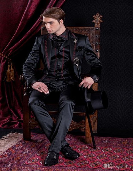 classic embroidery tuxedos groom wedding men suits mens wedding suits tuxedo costumes de smoking pour hommes men(jacket+pants+tie+vest) 188, Black;gray
classic embroidery tuxedos groom wedding men suits mens wedding suits tuxedo costumes de smoking pour hommes men(jacket+pants+tie+vest) 188, Black;gray