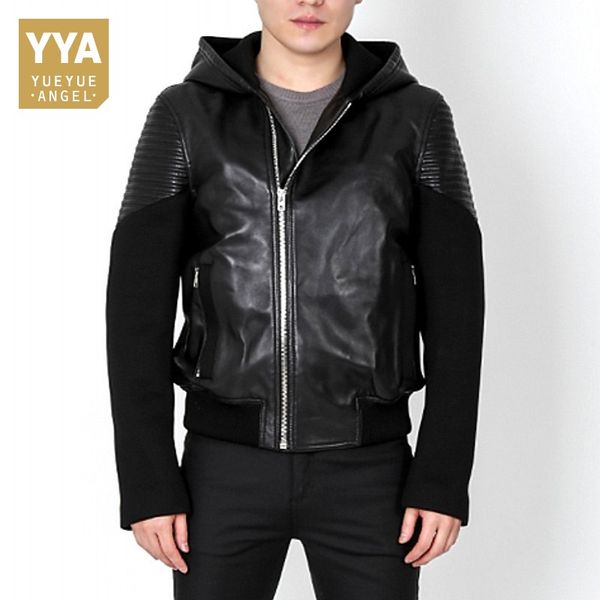 italy brand mens suede leather patchwork hoody bomber jacket sheepskin genuine leather casual outerwear coats motorcycle jacket, Black
italy brand mens suede leather patchwork hoody bomber jacket sheepskin genuine leather casual outerwear coats motorcycle jacket, Black