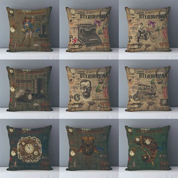 european style vintage steampunk patterns printed couch cushion cover home decorative pillows 45x45cm cotton linen pillowcase j6
european style vintage steampunk patterns printed couch cushion cover home decorative pillows 45x45cm cotton linen pillowcase j6