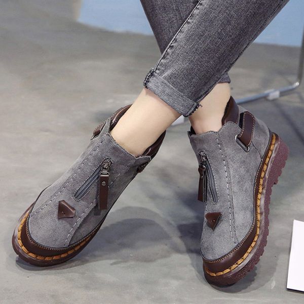 women ankle boots spring plus size female short booties platform retro nebuck fashion zipper casual woman's shoes, Black
women ankle boots spring plus size female short booties platform retro nebuck fashion zipper casual woman's shoes, Black