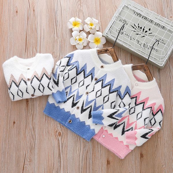 2019 autumn childrenswear girls baby cardigan wavy stripes korean-style yarn mink cashmere coat kids' sweater, White
2019 autumn childrenswear girls baby cardigan wavy stripes korean-style yarn mink cashmere coat kids' sweater, White
