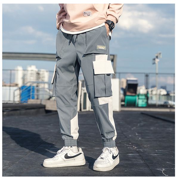 2020 mens spring cargo pants patchwork elastic waist loose male trousers casual boys relaxed pants with big pockets, Black
2020 mens spring cargo pants patchwork elastic waist loose male trousers casual boys relaxed pants with big pockets, Black