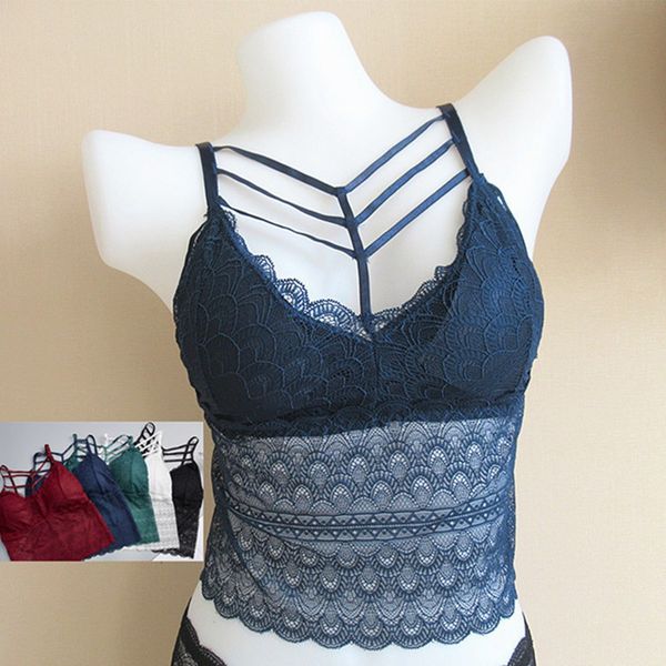 women v-neck underwear camisoles lace floral hollow out backless solid ladies tank removable chest pad, Black;white
women v-neck underwear camisoles lace floral hollow out backless solid ladies tank removable chest pad, Black;white