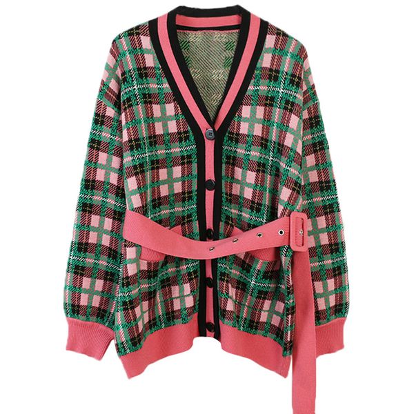 women pink plaids knitted cardigans single breasted long sleeve sweaters high way good quality womens knitwears with belts, White;black
women pink plaids knitted cardigans single breasted long sleeve sweaters high way good quality womens knitwears with belts, White;black