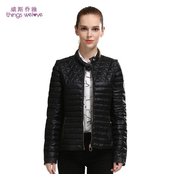 european and united states stand collar ultra thin weight light down jacket women's zipper style short down coat outerwear, Black
european and united states stand collar ultra thin weight light down jacket women's zipper style short down coat outerwear, Black