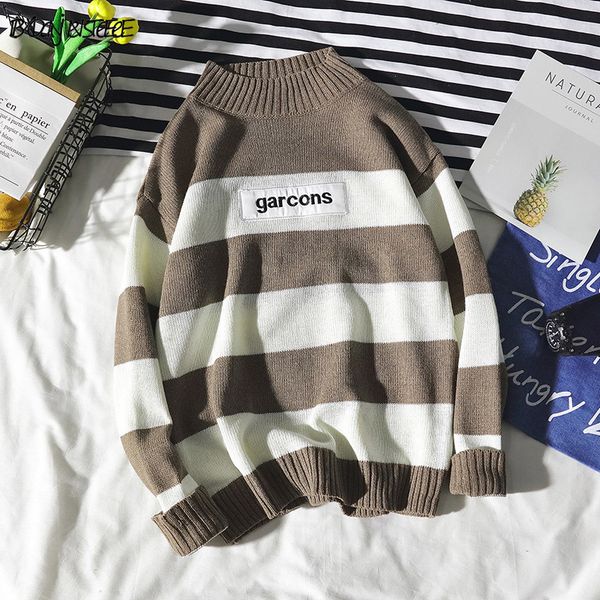sweaters men striped leisure simple all-match japanese style daily trendy turtleneck soft warm retro sweater mens pullover chic, White;black
sweaters men striped leisure simple all-match japanese style daily trendy turtleneck soft warm retro sweater mens pullover chic, White;black