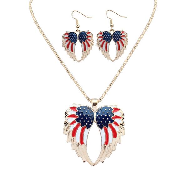 independence day usa flag patriotic wings women necklace earrings jewelry set new, Silver
independence day usa flag patriotic wings women necklace earrings jewelry set new, Silver