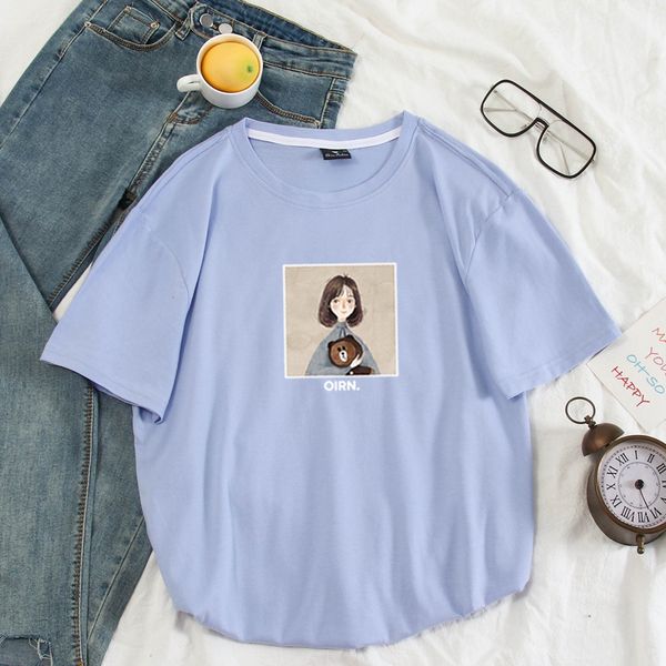 cotton solid color women t-shirt cec men and women couples round neck small girl brown bear short sleeve shirt t-shirts s-4xl, White
cotton solid color women t-shirt cec men and women couples round neck small girl brown bear short sleeve shirt t-shirts s-4xl, White