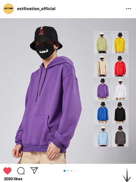 extfination | men solid color oversized hoodies 2020 korean man casual long sleeve hooded sweatshirts male loose hoodies, Black
extfination | men solid color oversized hoodies 2020 korean man casual long sleeve hooded sweatshirts male loose hoodies, Black